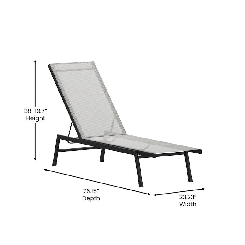 Ensemble de 2 chaises longues réglables en textilène résistant aux intempéries avec accoudoirs