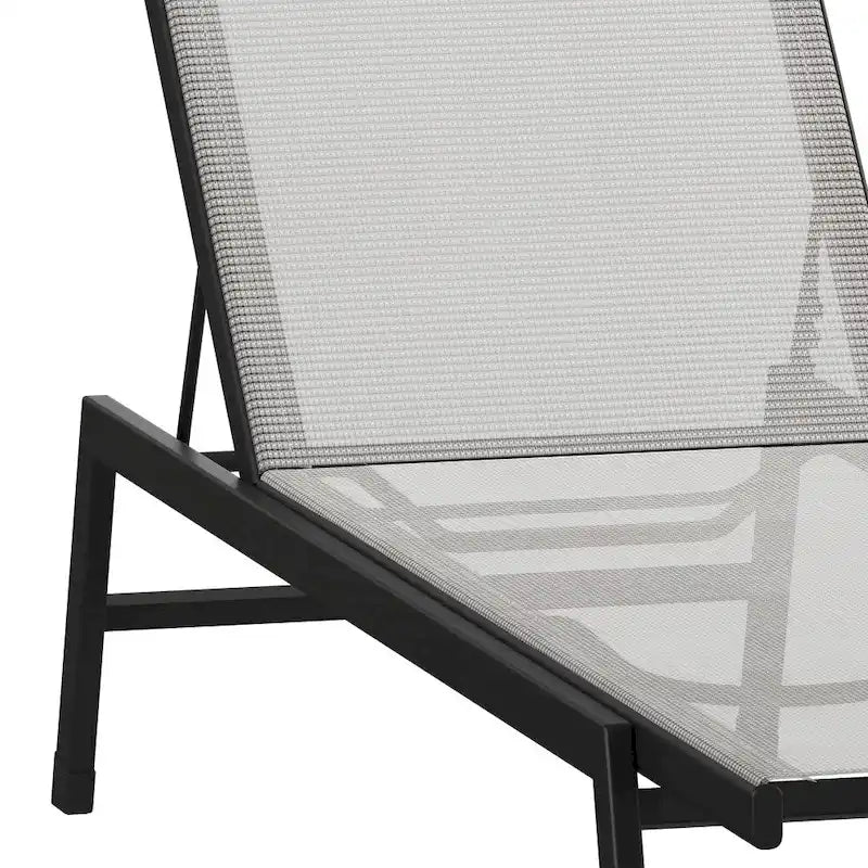 Ensemble de 2 chaises longues réglables en textilène résistant aux intempéries avec accoudoirs