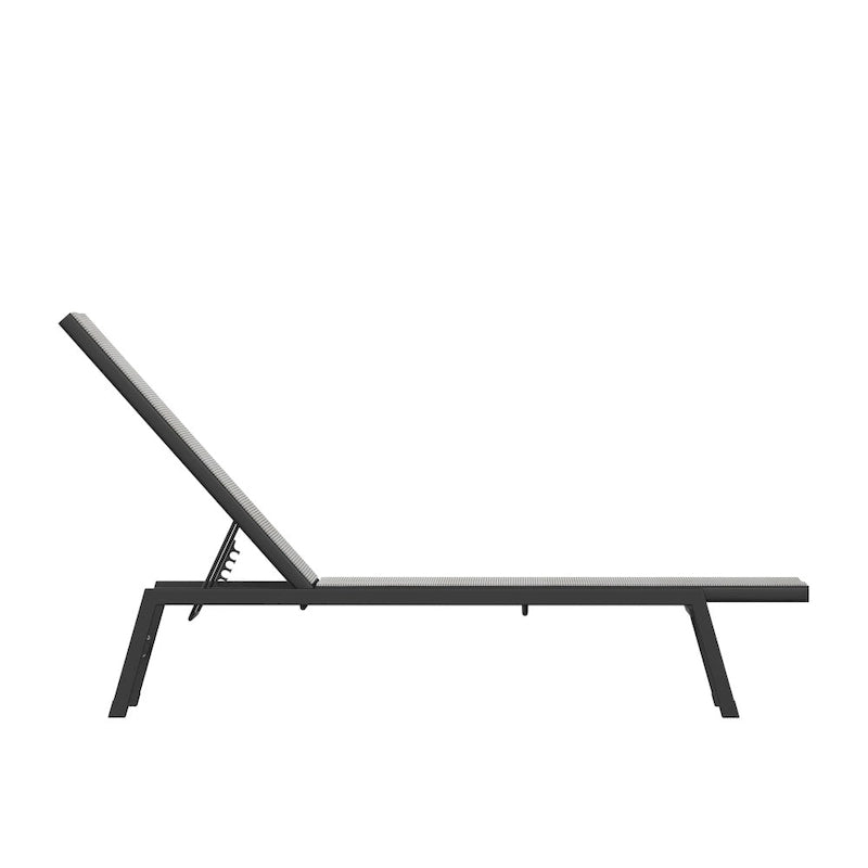 Ensemble de 2 chaises longues réglables en textilène résistant aux intempéries avec accoudoirs