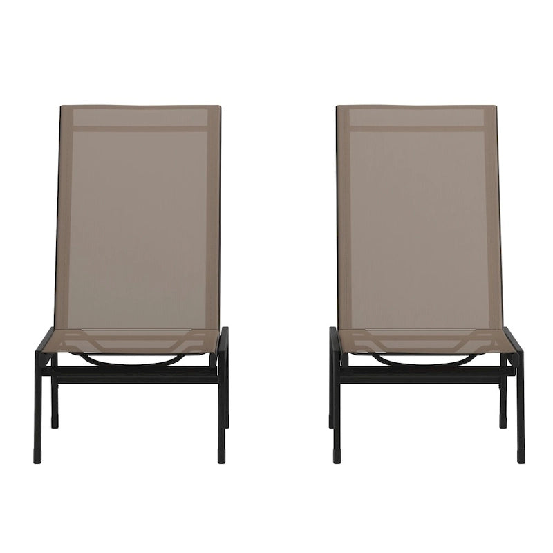 Ensemble de 2 chaises longues réglables en textilène résistant aux intempéries avec accoudoirs