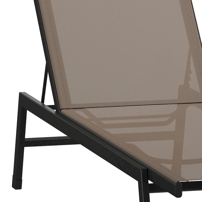Ensemble de 2 chaises longues réglables en textilène résistant aux intempéries avec accoudoirs