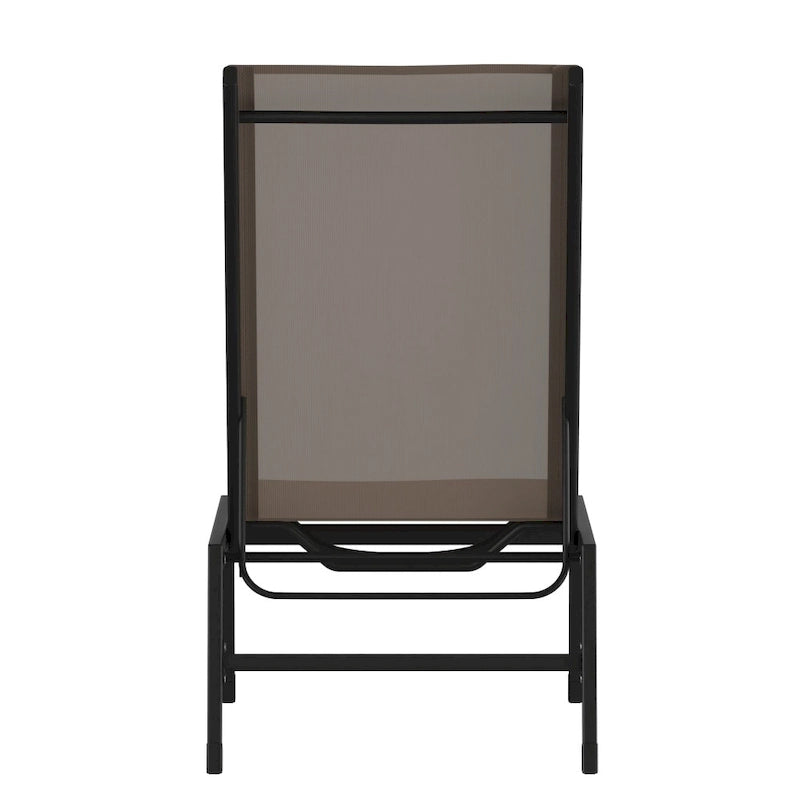 Ensemble de 2 chaises longues réglables en textilène résistant aux intempéries avec accoudoirs