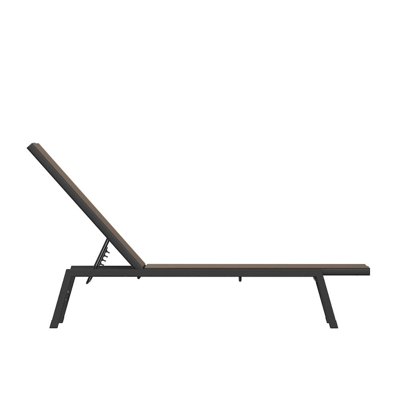 Ensemble de 2 chaises longues réglables en textilène résistant aux intempéries avec accoudoirs