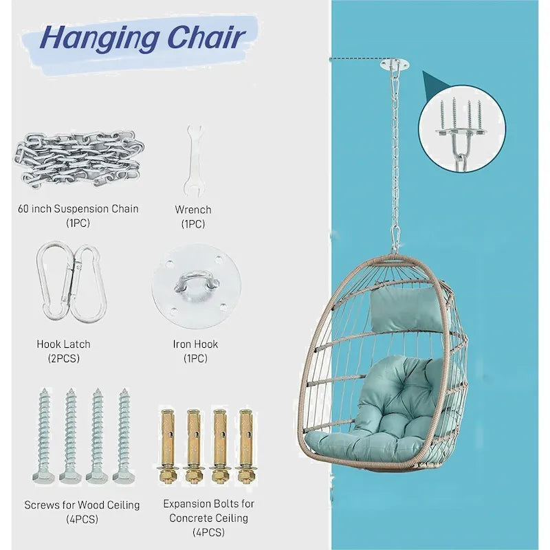 Fauteuil suspendu en rotin pour jardin extérieur