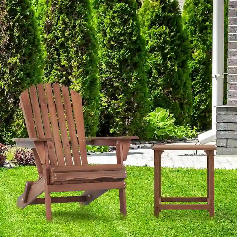 Chaises Adirondack pliantes d'extérieur en bois massif classique, lot de 2