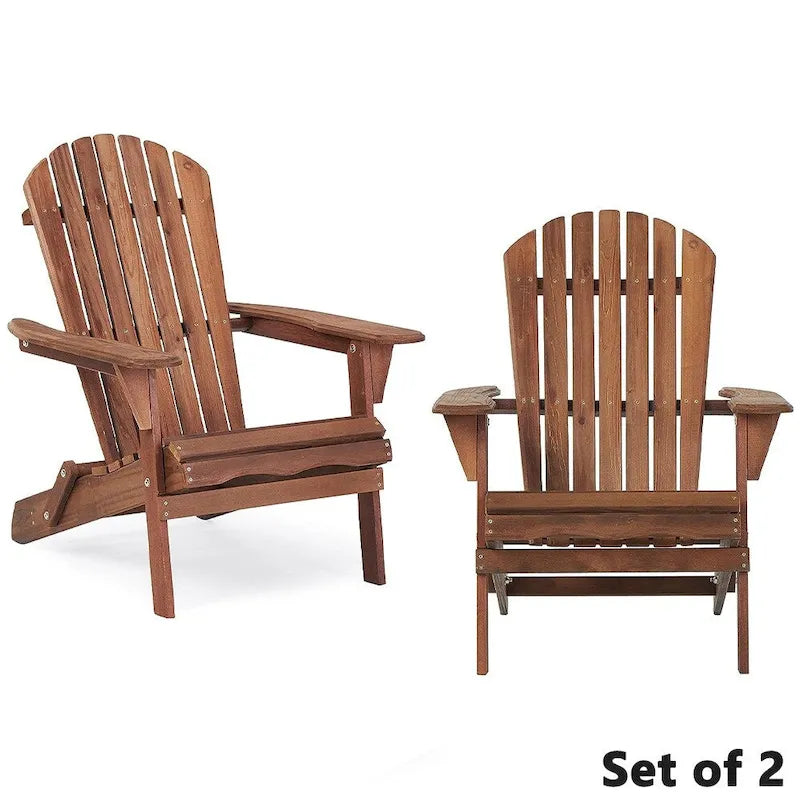Chaises Adirondack pliantes d'extérieur en bois massif classique, lot de 2