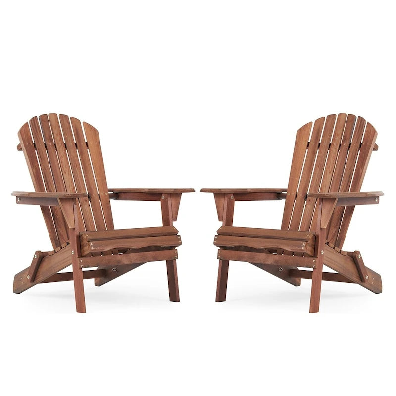 Chaises Adirondack pliantes d'extérieur en bois massif classique, lot de 2
