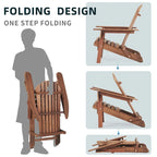 Chaises Adirondack pliantes d'extérieur en bois massif classique, lot de 2