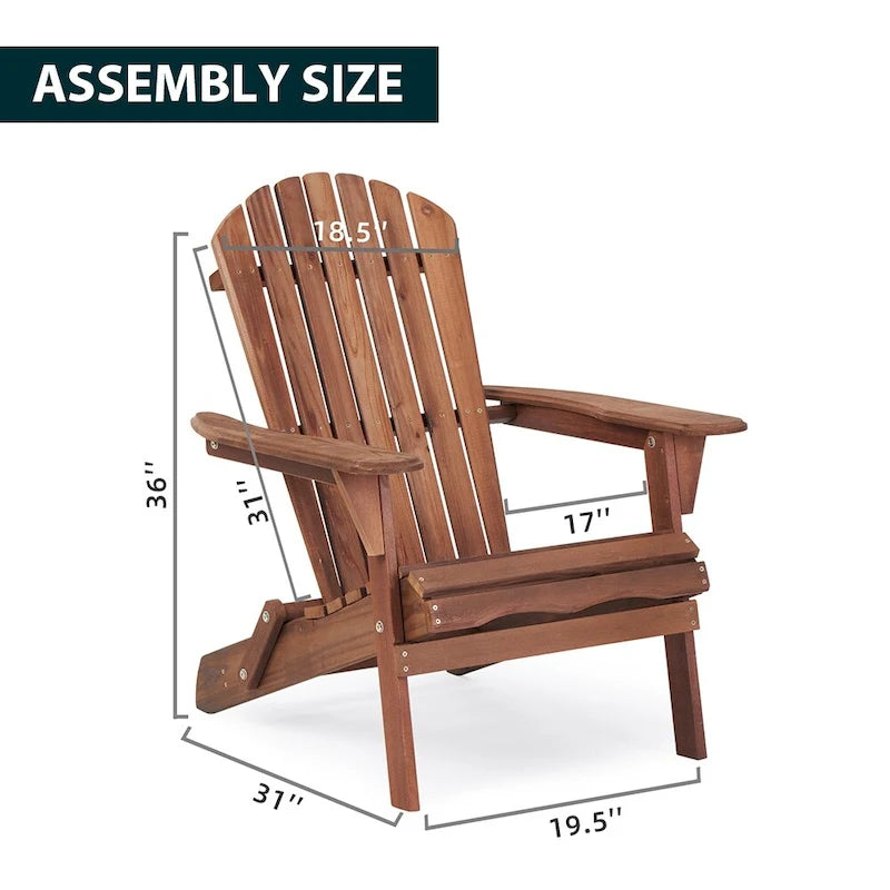 Chaises Adirondack pliantes d'extérieur en bois massif classique, lot de 2