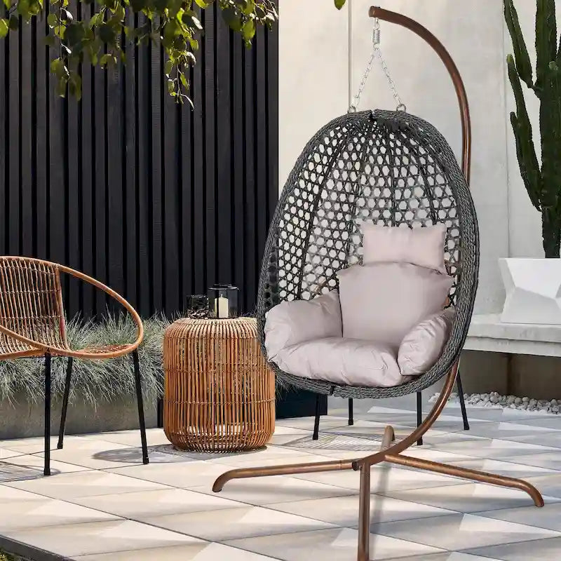 Fauteuil suspendu œuf d'extérieur/d'intérieur avec support, coussin et appui-tête - Non applicable