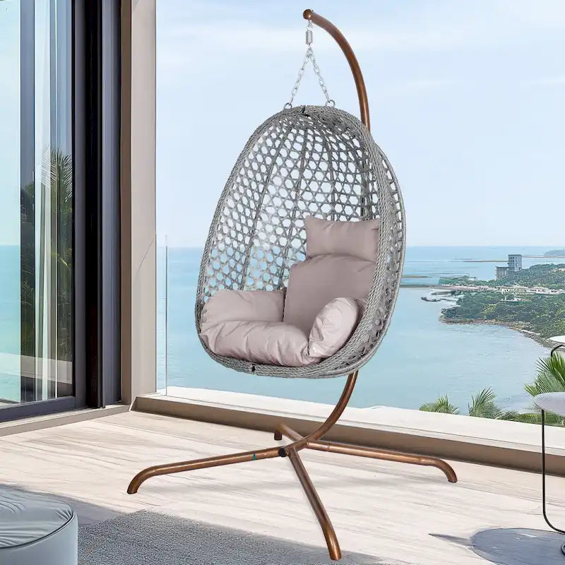 Fauteuil suspendu œuf d'extérieur/d'intérieur avec support, coussin et appui-tête - Non applicable