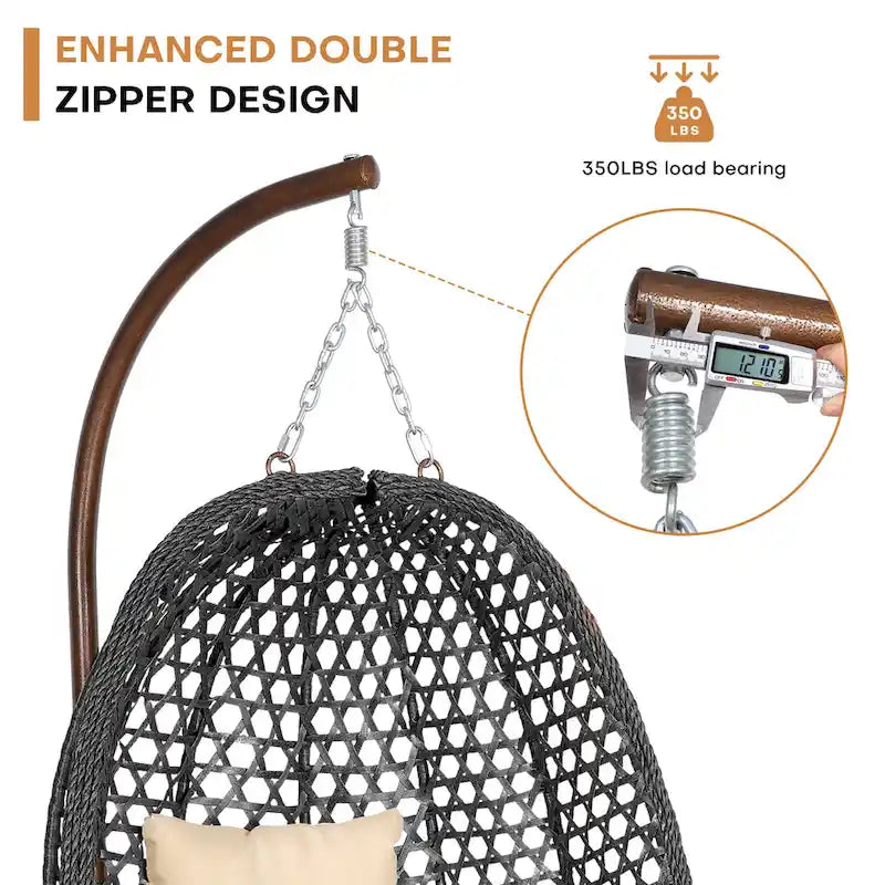 Fauteuil suspendu œuf d'extérieur/d'intérieur avec support, coussin et appui-tête - Non applicable