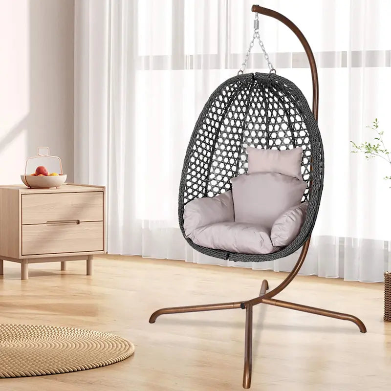 Fauteuil suspendu œuf d'extérieur/d'intérieur avec support, coussin et appui-tête - Non applicable