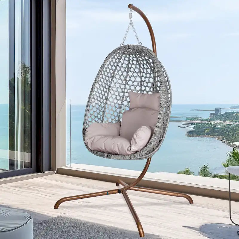 Fauteuil suspendu œuf d'extérieur/d'intérieur avec support, coussin et appui-tête - Non applicable