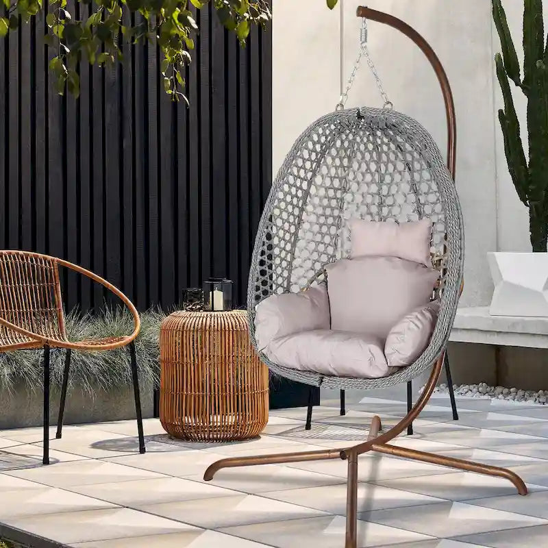 Fauteuil suspendu œuf d'extérieur/d'intérieur avec support, coussin et appui-tête - Non applicable