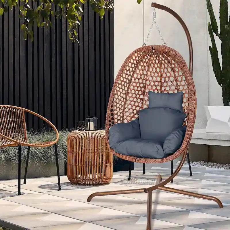 Fauteuil suspendu œuf d'extérieur/d'intérieur avec support, coussin et appui-tête - Non applicable