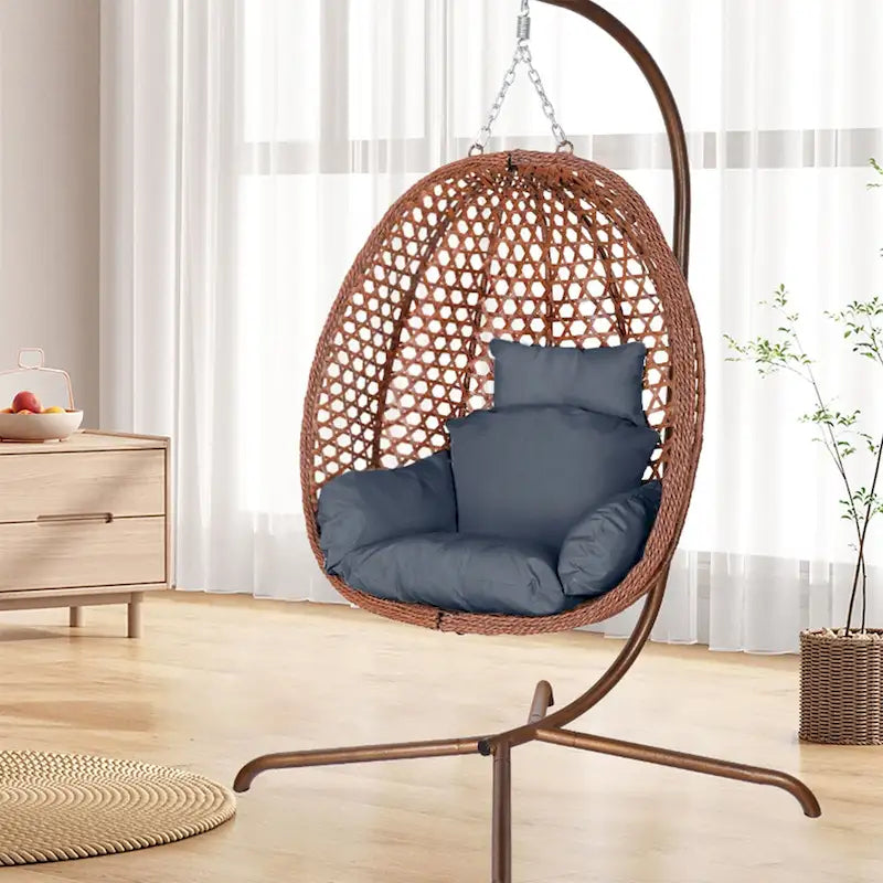 Fauteuil suspendu œuf d'extérieur/d'intérieur avec support, coussin et appui-tête - Non applicable