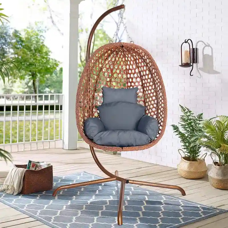 Fauteuil suspendu œuf d'extérieur/d'intérieur avec support, coussin et appui-tête - Non applicable