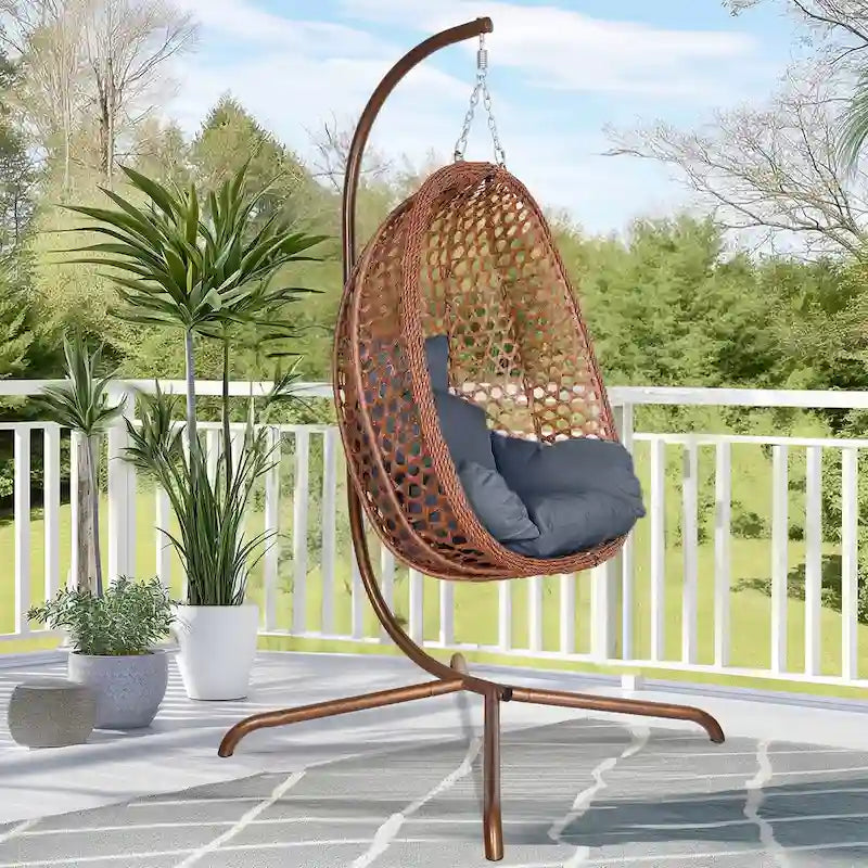 Fauteuil suspendu œuf d'extérieur/d'intérieur avec support, coussin et appui-tête - Non applicable