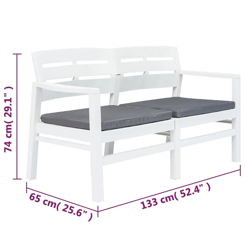 Ensemble de mobilier de patio vidaXL 4 pièces, table et chaises, plastique - 30,7 x 21,7 x 15