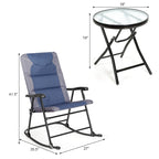 Ensemble bistro pliant 3 pièces Costway comprenant une chaise berçante et une table rembourrée pour jardin