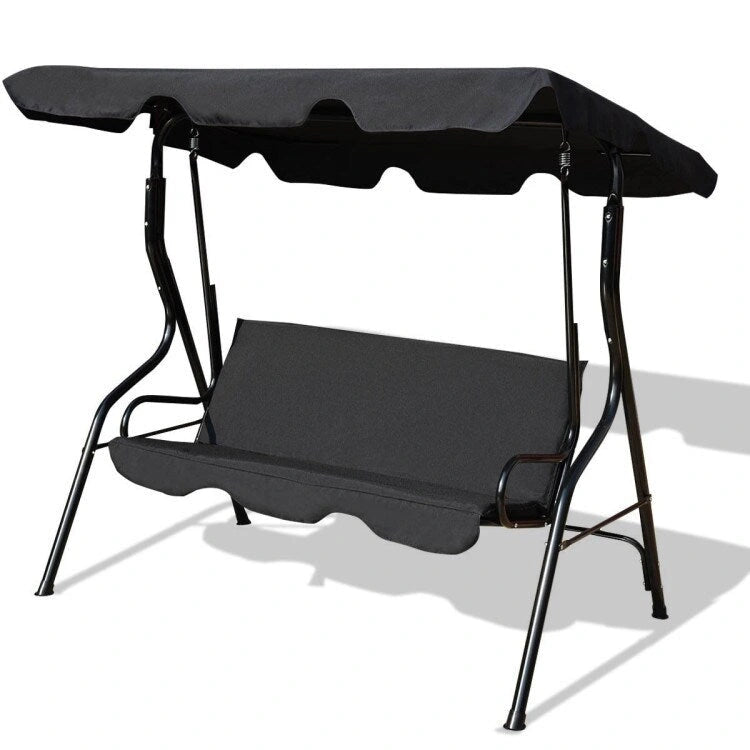 3 Seat Outdoor Patio Canopy Swing with Cushioned Steel Frame - 67.5 x 43.3 x 60.5(L x W x H)
