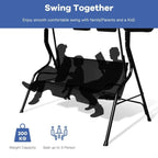 Balancelle extérieure 3 places avec auvent et structure en acier rembourrée - 67,5 x 43,3 x 60,5 (L x l x H)