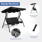 Balancelle extérieure 3 places avec auvent et structure en acier rembourrée - 67,5 x 43,3 x 60,5 (L x l x H)