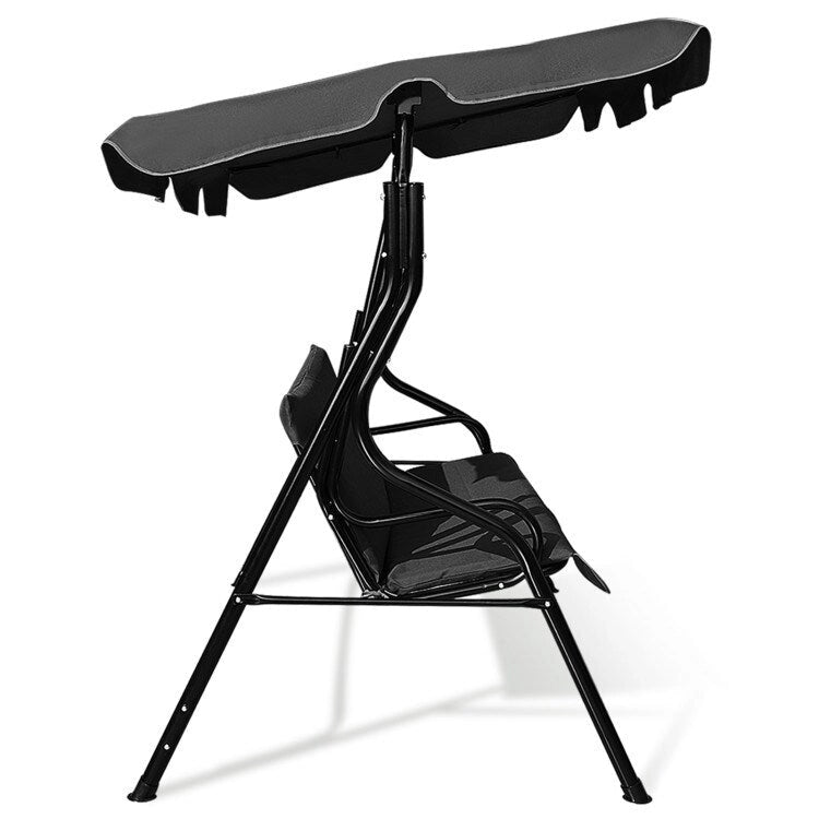 Balancelle extérieure 3 places avec auvent et structure en acier rembourrée - 67,5 x 43,3 x 60,5 (L x l x H)