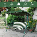 Balancelle extérieure 3 places avec auvent et structure en acier rembourrée - 67,5 x 43,3 x 60,5 (L x l x H)