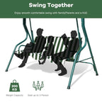 Balancelle extérieure 3 places avec auvent et structure en acier rembourrée - 67,5 x 43,3 x 60,5 (L x l x H)