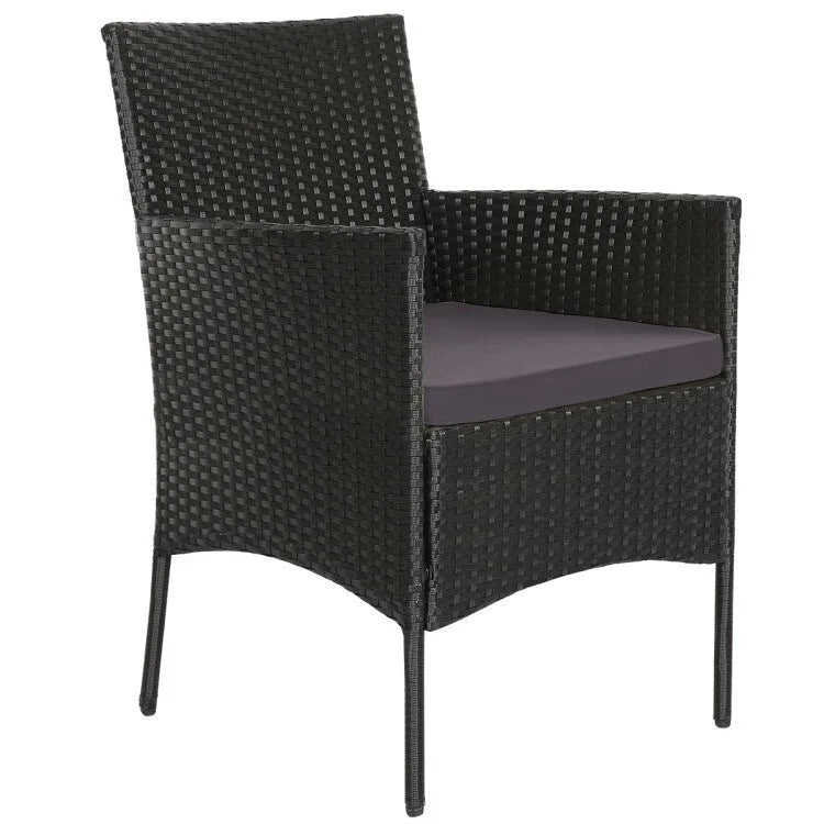 Ensemble de canapé de patio en rotin rembourré 4 pièces avec table basse en verre trempé - 24 x 23,5 x 33 (L x l x H)