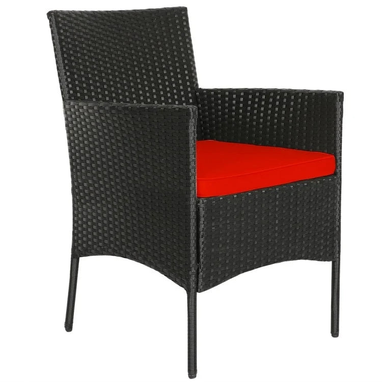 Ensemble de canapé de patio en rotin rembourré 4 pièces avec table basse en verre trempé - 24 x 23,5 x 33 (L x l x H)
