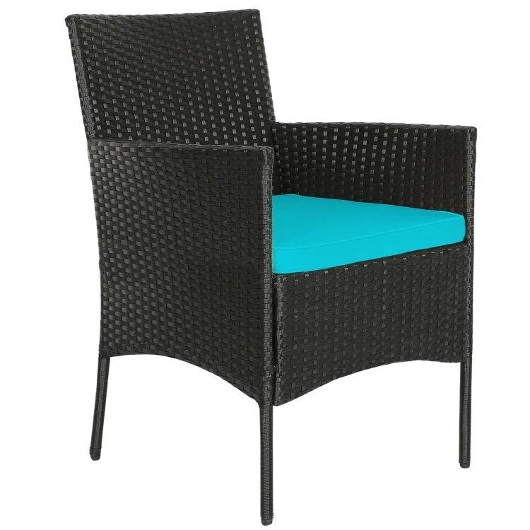 Ensemble de canapé de patio en rotin rembourré 4 pièces avec table basse en verre trempé - 24 x 23,5 x 33 (L x l x H)