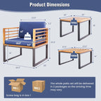 Ensemble de 5 pièces Costway : chaise, pouf et table basse rembourrés pour patio en bois d'acacia - Voir les détails