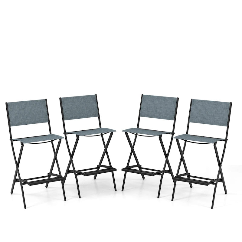 Ensemble de 4 tabourets de bar pliants avec repose-pieds pour un confort optimal en extérieur - 18 x 22,5 x 40