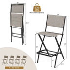 Ensemble de 4 tabourets de bar pliants avec repose-pieds pour un confort optimal en extérieur - 18 x 22,5 x 40