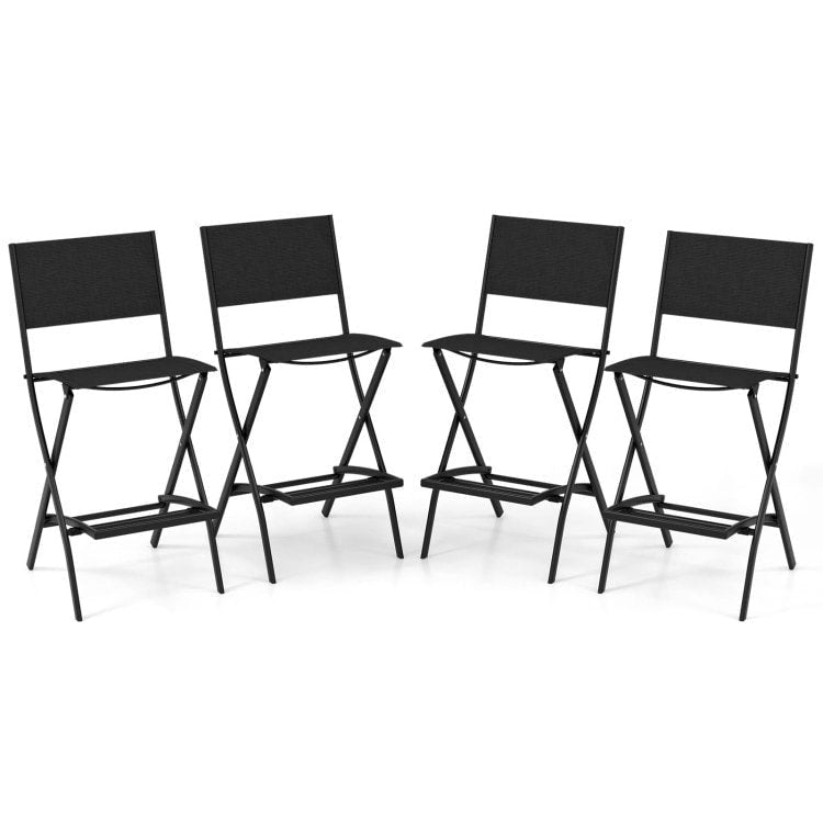Ensemble de 4 tabourets de bar pliants avec repose-pieds pour un confort optimal en extérieur - 18 x 22,5 x 40
