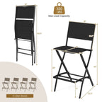 Ensemble de 4 tabourets de bar pliants avec repose-pieds pour un confort optimal en extérieur - 18 x 22,5 x 40