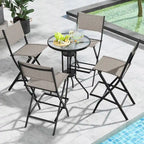 Ensemble de 4 tabourets de bar pliants avec repose-pieds pour un confort optimal en extérieur - 18 x 22,5 x 40