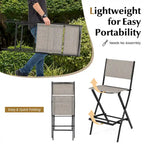 Ensemble de 4 tabourets de bar pliants avec repose-pieds pour un confort optimal en extérieur - 18 x 22,5 x 40