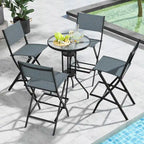 Ensemble de 4 tabourets de bar pliants avec repose-pieds pour un confort optimal en extérieur - 18 x 22,5 x 40