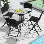 Ensemble de 4 tabourets de bar pliants avec repose-pieds pour un confort optimal en extérieur - 18 x 22,5 x 40