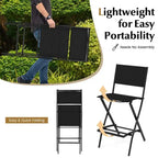 Ensemble de 4 tabourets de bar pliants avec repose-pieds pour un confort optimal en extérieur - 18 x 22,5 x 40
