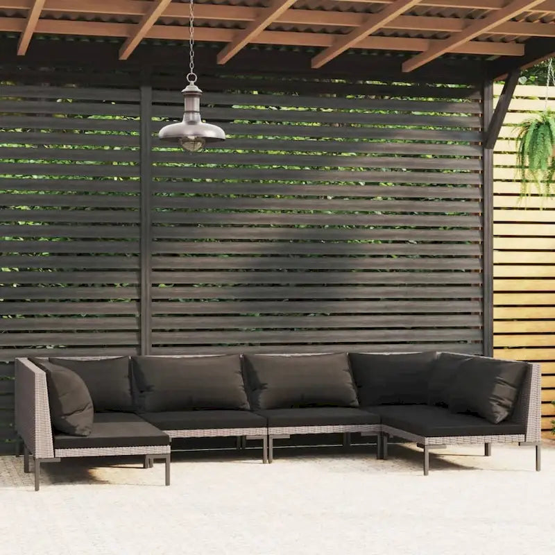 Ensemble de salon de jardin vidaXL, canapé d'angle sectionnel en polyrotin gris foncé - 70 x 70 x 61 cm