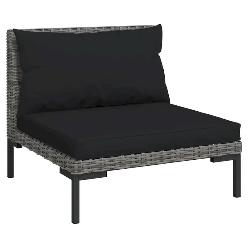 Ensemble de salon de jardin vidaXL, canapé d'angle sectionnel en polyrotin gris foncé - 70 x 70 x 61 cm