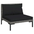 Ensemble de salon de jardin vidaXL, canapé d'angle sectionnel en polyrotin gris foncé - 70 x 70 x 61 cm