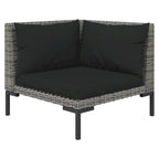 Ensemble de salon de jardin vidaXL, canapé d'angle sectionnel en polyrotin gris foncé - 70 x 70 x 61 cm