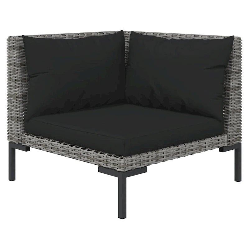Ensemble de salon de jardin vidaXL, canapé d'angle sectionnel en polyrotin gris foncé - 70 x 70 x 61 cm