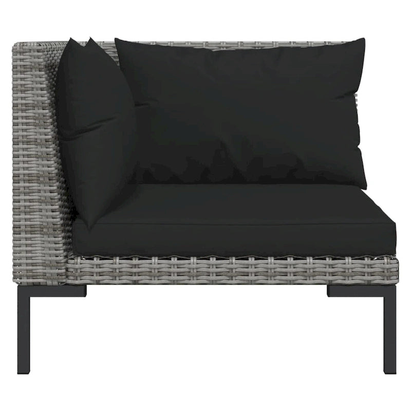 Ensemble de salon de jardin vidaXL, canapé d'angle sectionnel en polyrotin gris foncé - 70 x 70 x 61 cm